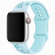 Apple Watch Livia bloemen print bandje - siliconen - lichtblauw