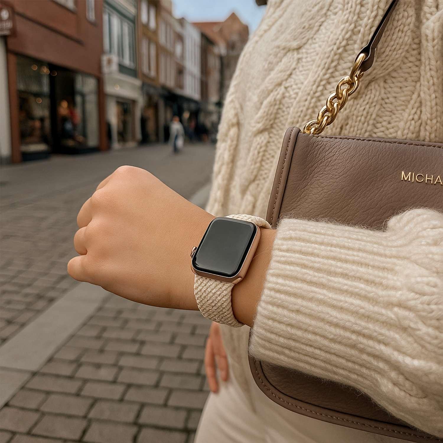 Apple Watch bandje - nylon - gevlochten solo - sterrenlicht
