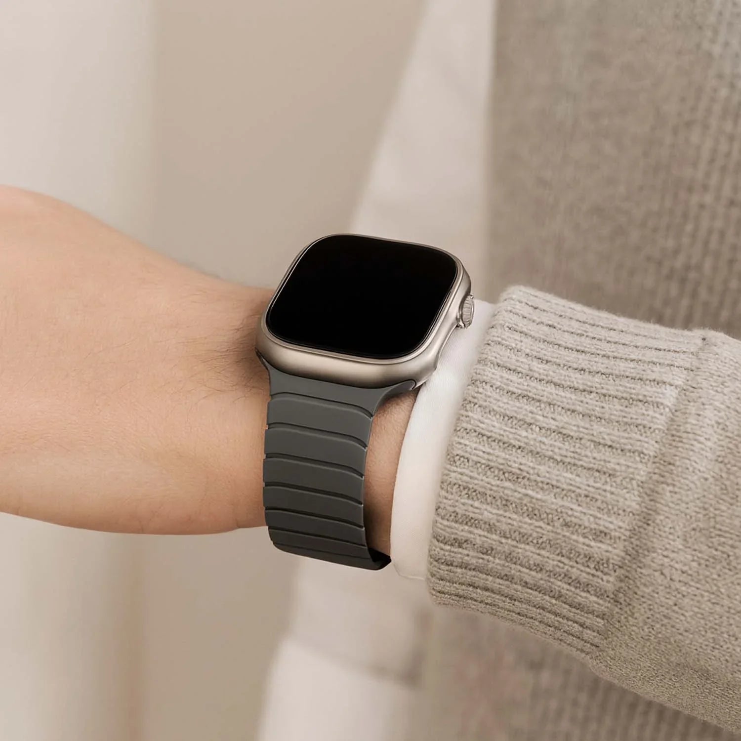 Apple Watch bandje Vetra - siliconen - grijs zwart