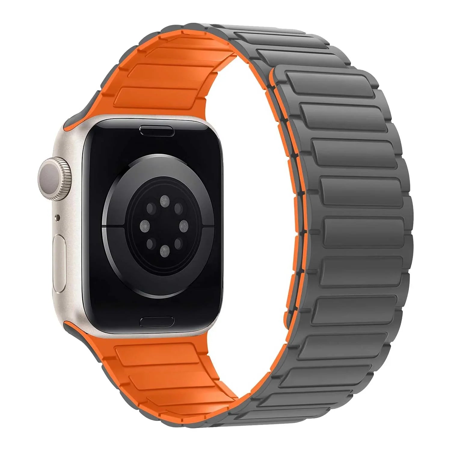 Apple Watch bandje Zyro - siliconen - grijs oranje