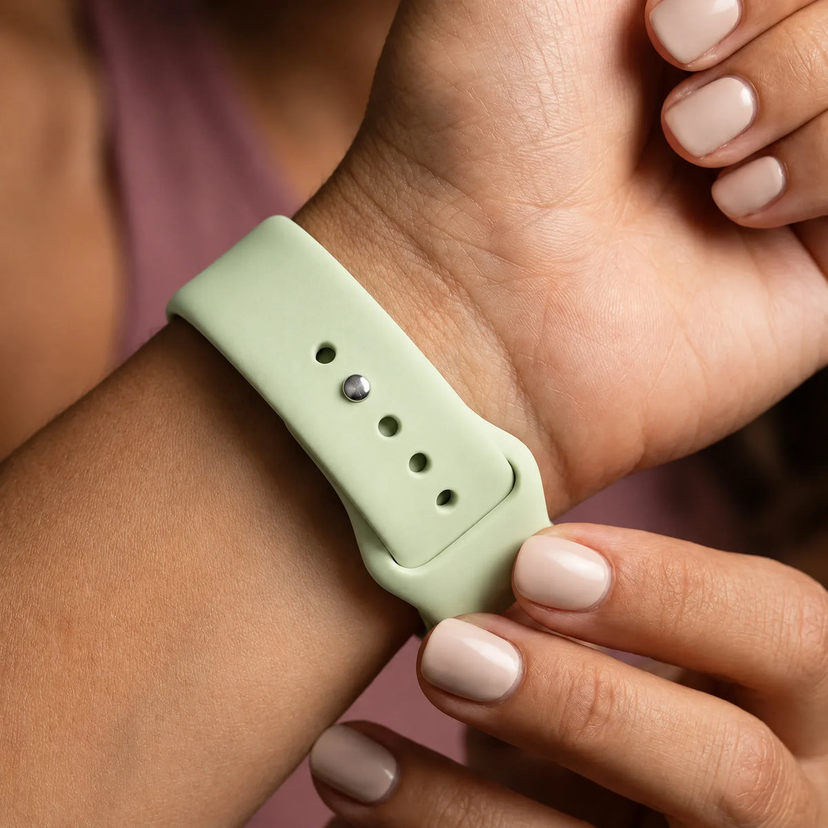 Apple Watch bandje Autumn - siliconen - Zacht Agavegroen