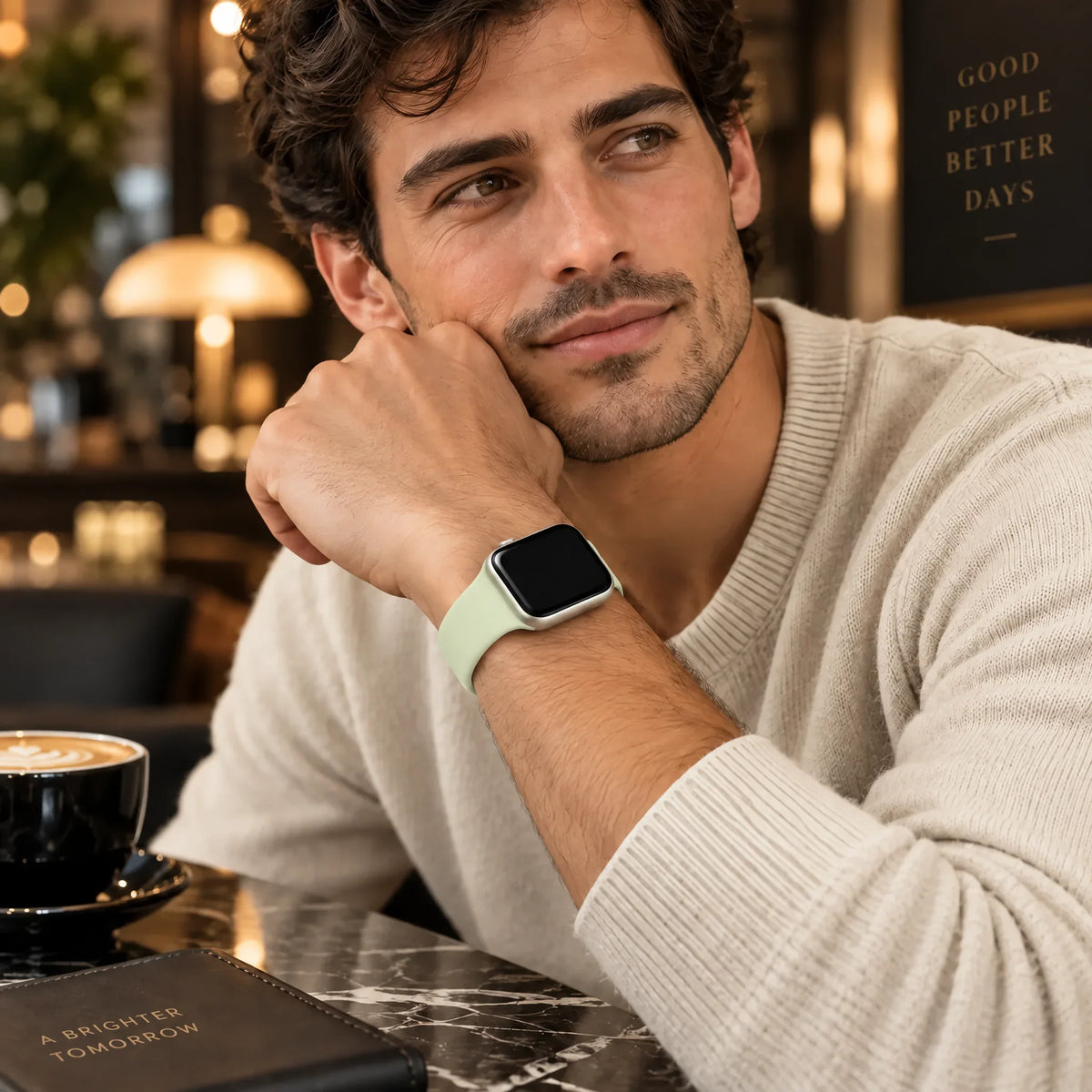 Apple Watch bandje Autumn - siliconen - Zacht Agavegroen