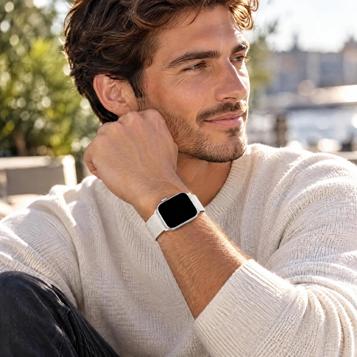 Apple Watch bandje Flyne - geweven - nylon - sterrenlicht