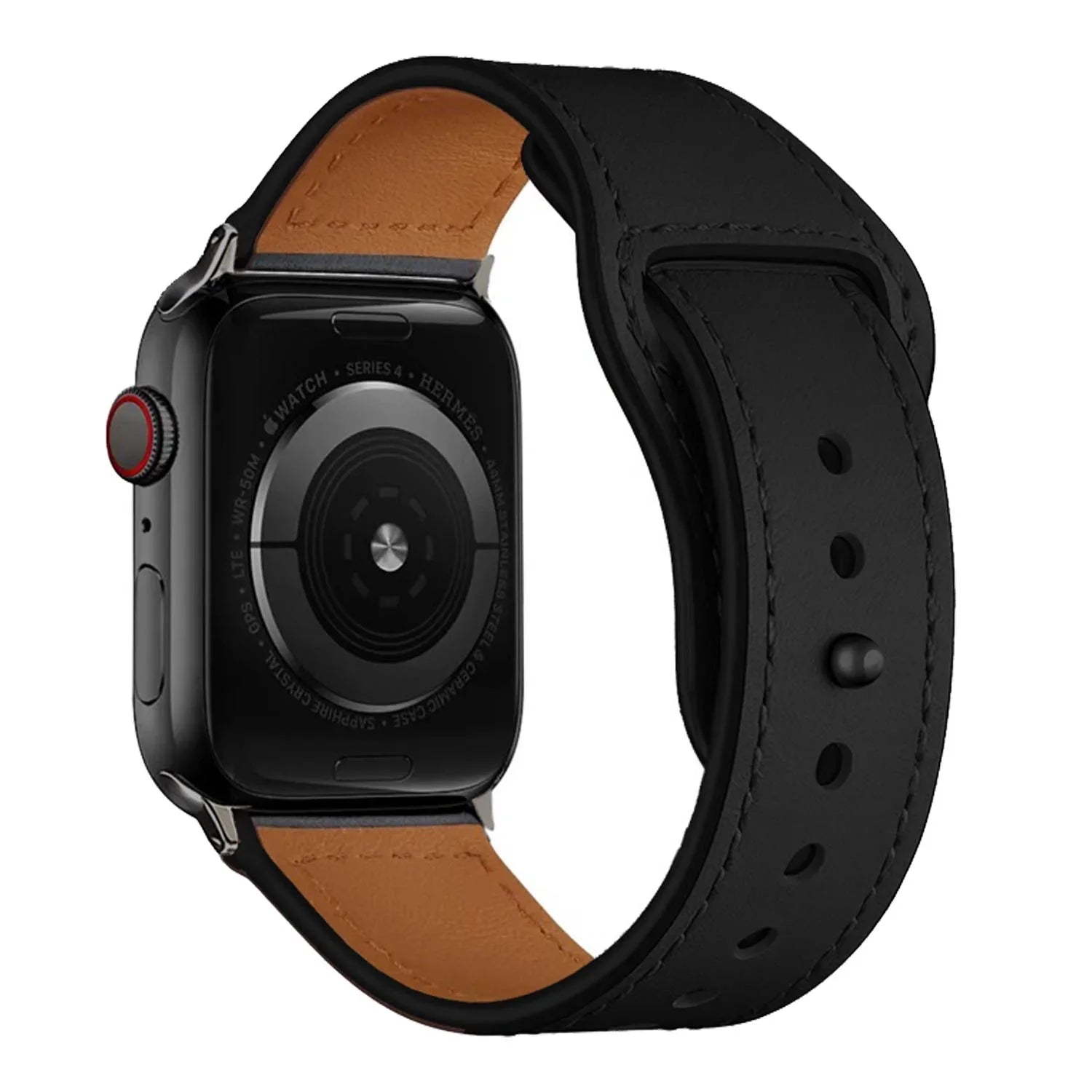 Apple Watch bandje Leranzi - leer - zwart