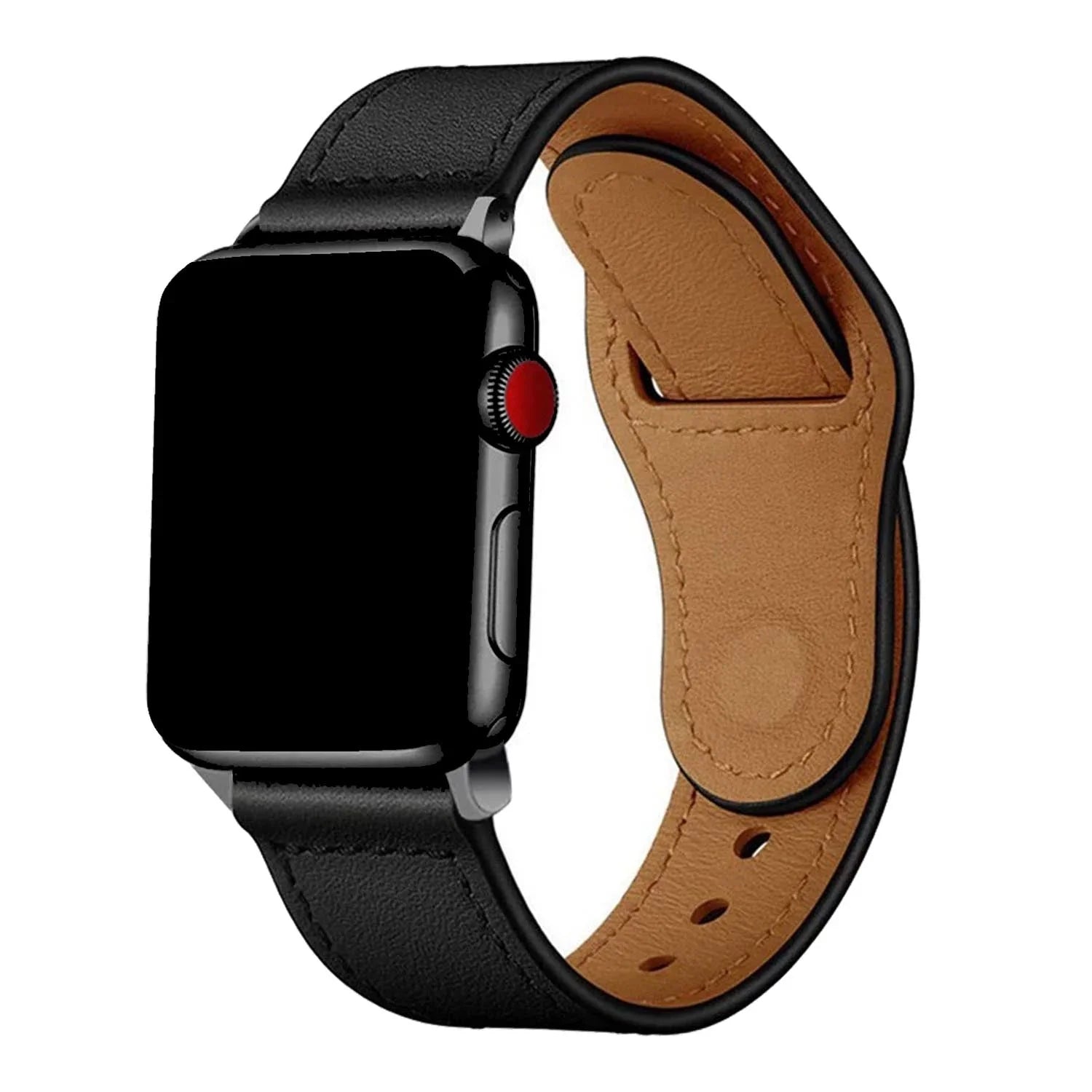 Apple Watch bandje Leranzi - leer - zwart