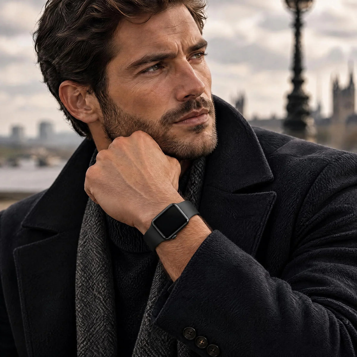 Apple Watch bandje Ovaro - siliconen - zwart