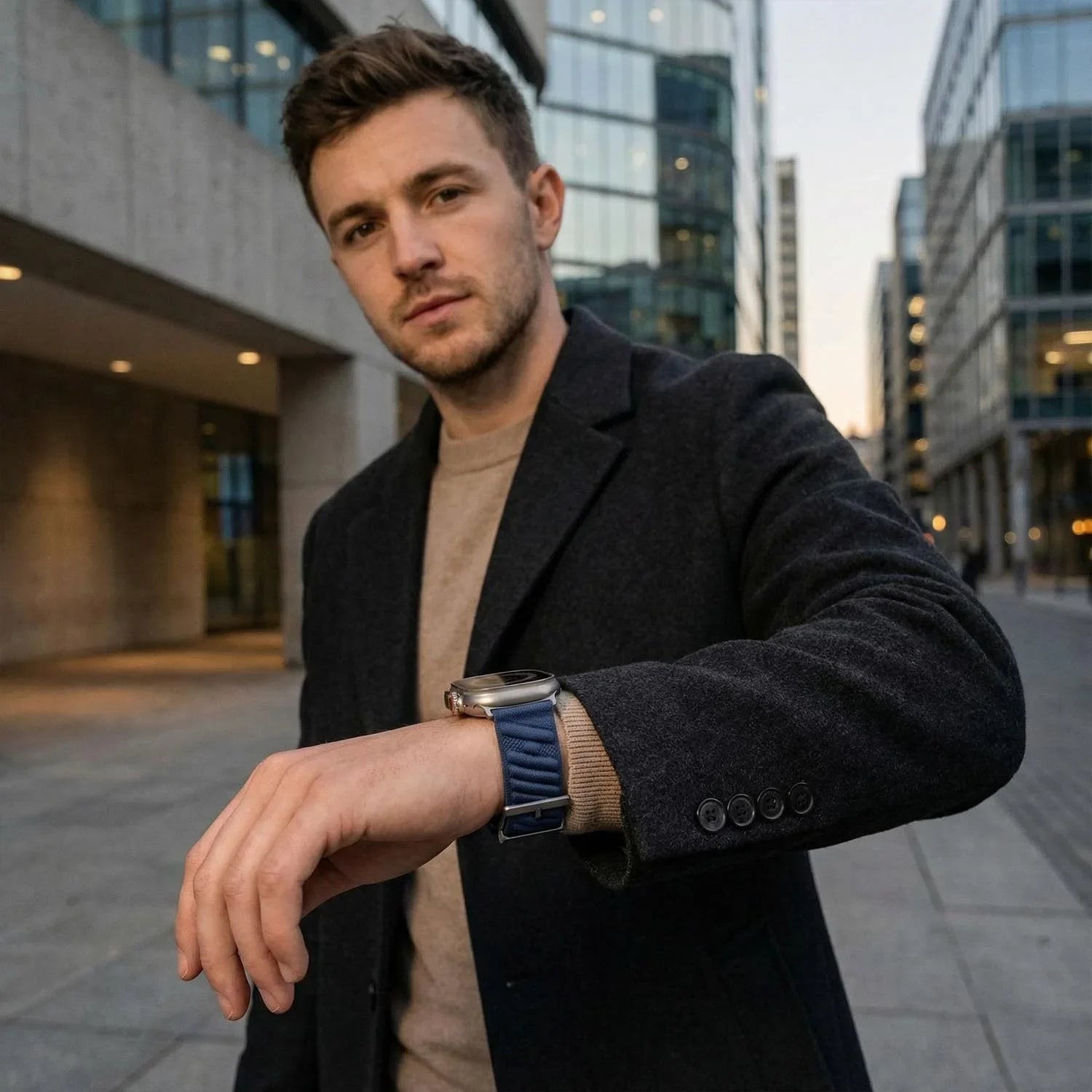 Apple Watch bandje Averro - nylon - middernachtblauw