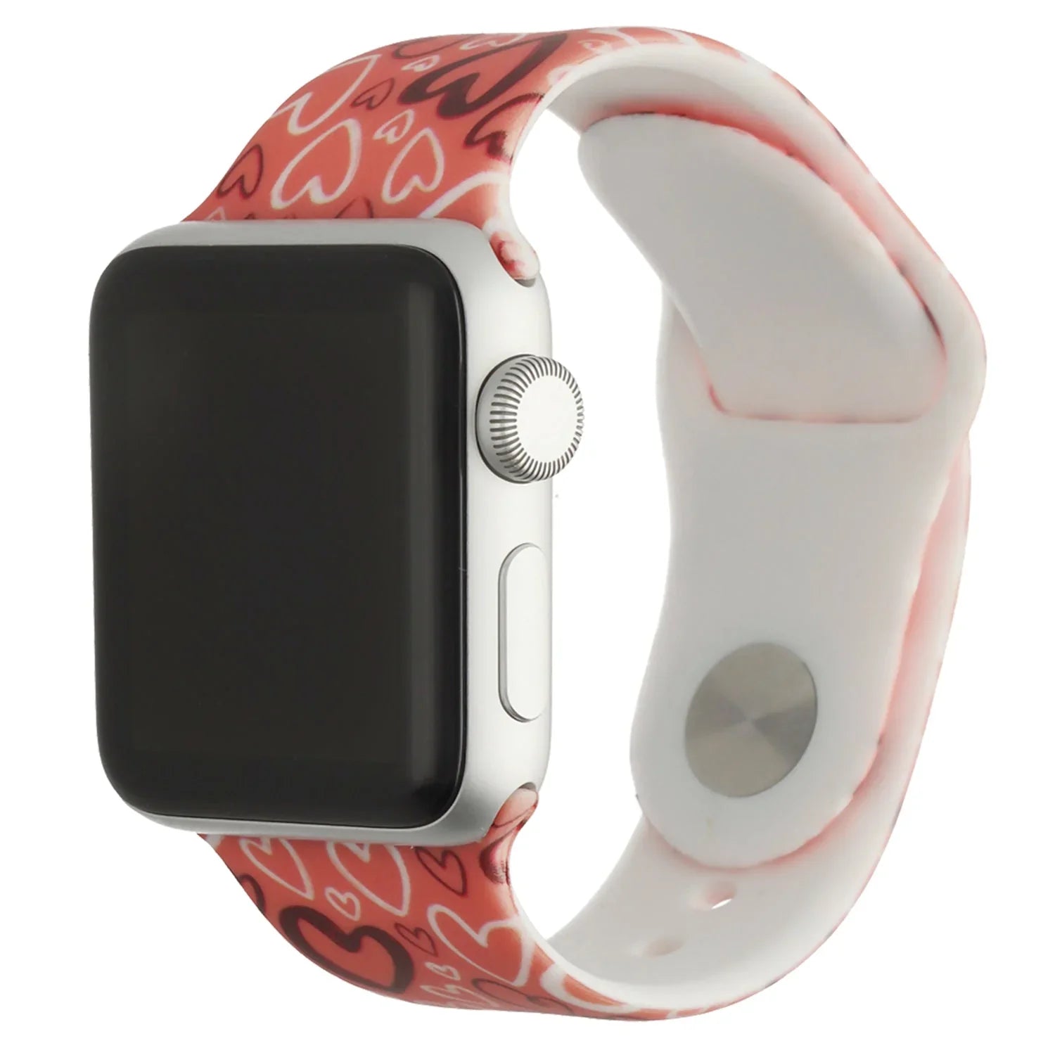 Apple Watch print bandje - siliconen - hartjes print rood