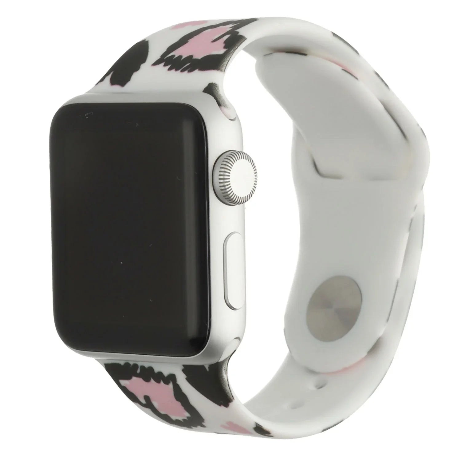 Apple Watch print bandje - siliconen - hartjes print wit