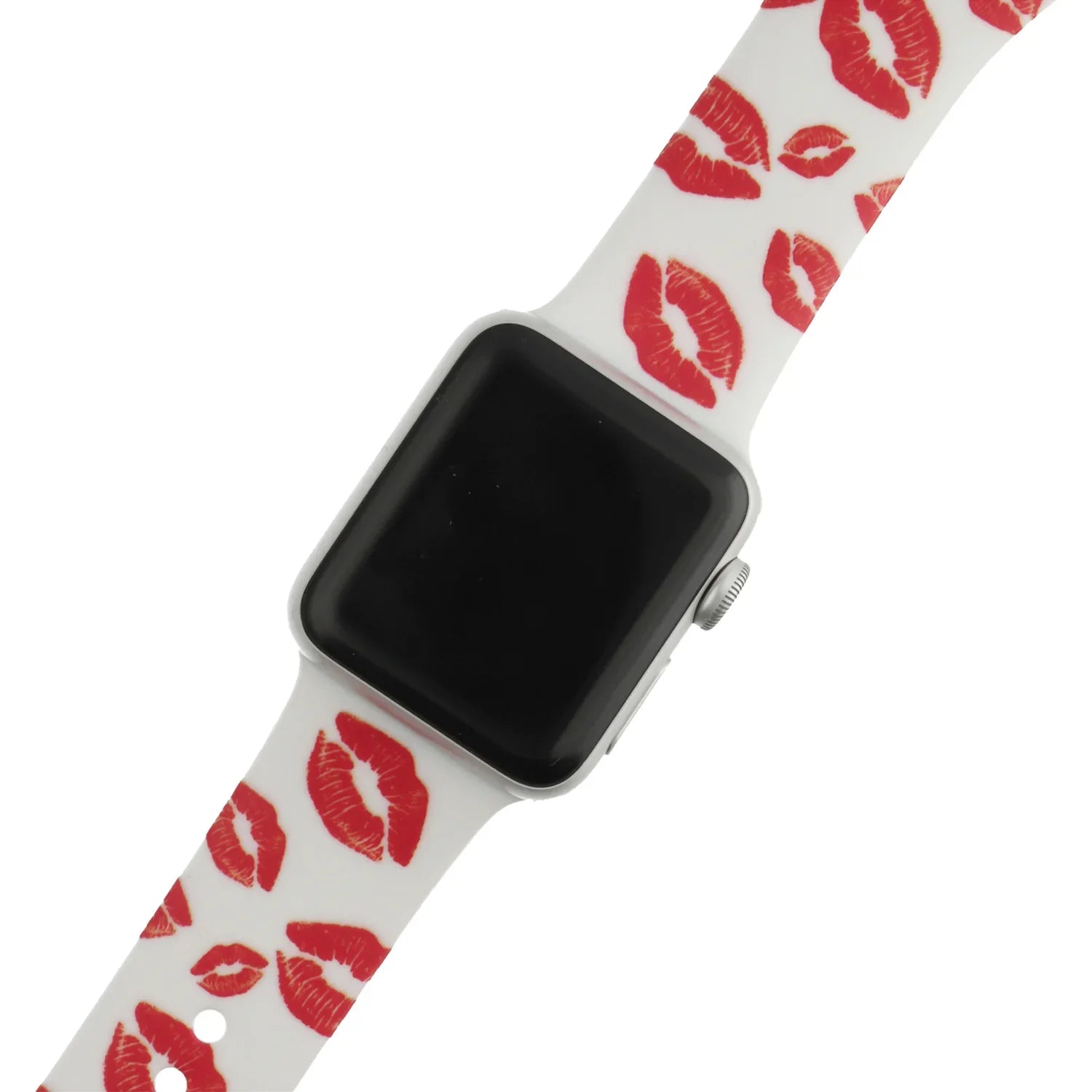 Apple Watch print bandje - siliconen - kusjes print wit