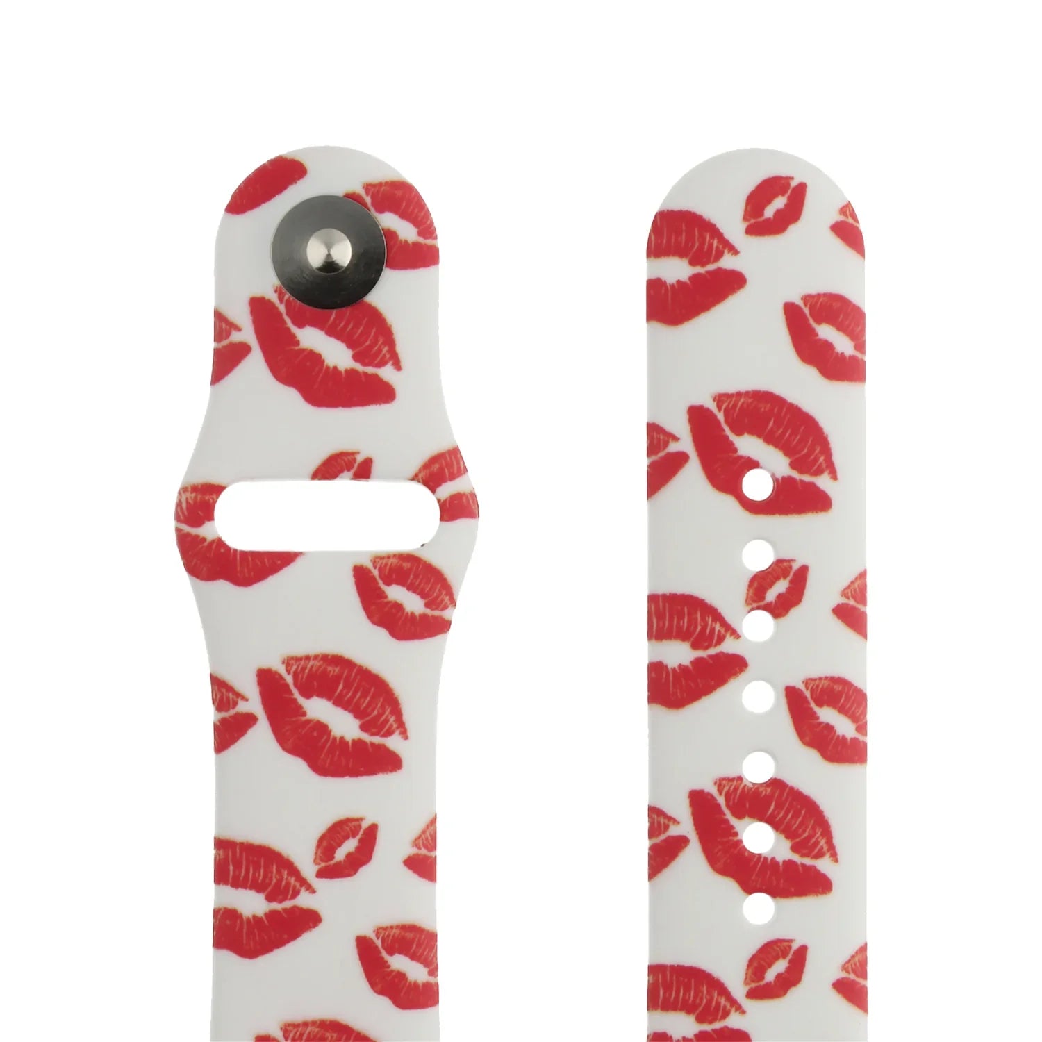 Apple Watch print bandje - siliconen - kusjes print wit