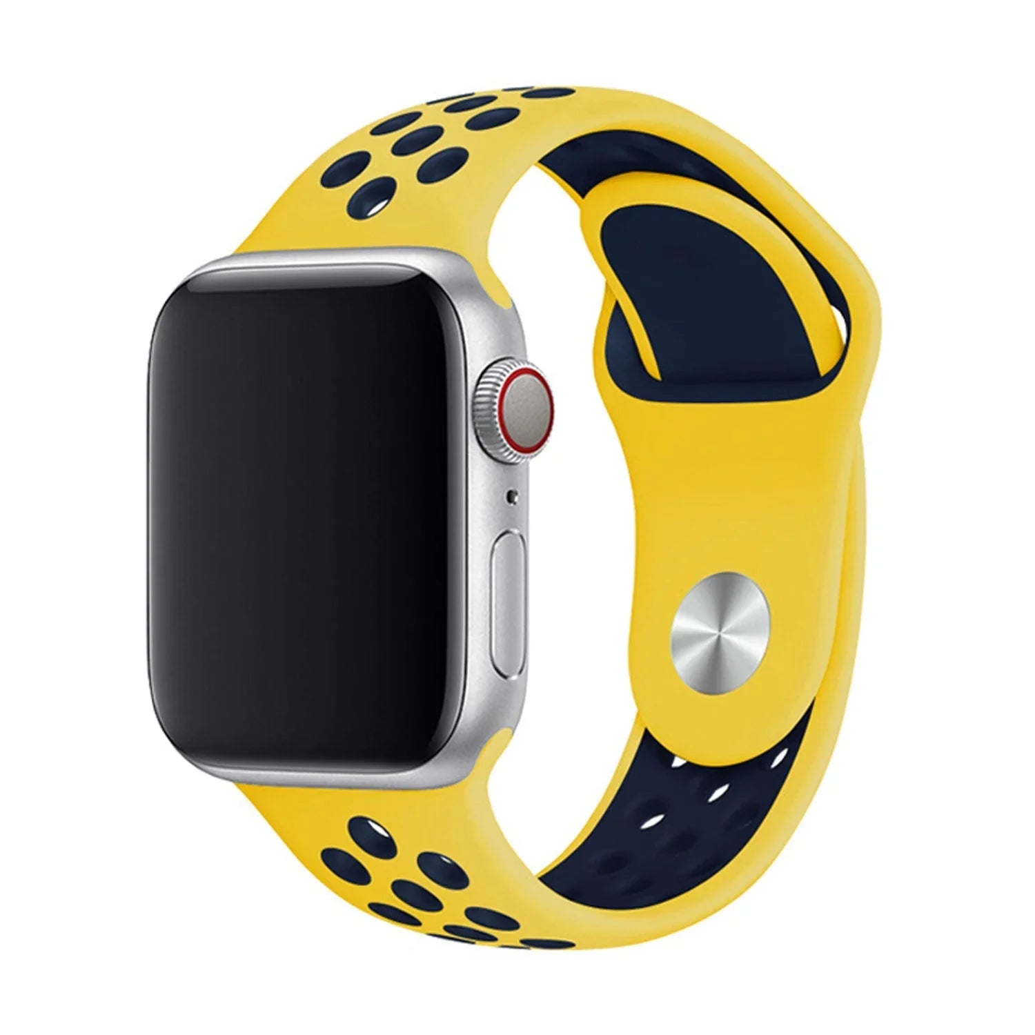 Apple Watch bandje - dubbel - siliconen - geel donkerblauw
