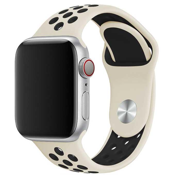 Apple Watch bandje Stryde - dubbel - siliconen - antiekwit zwart