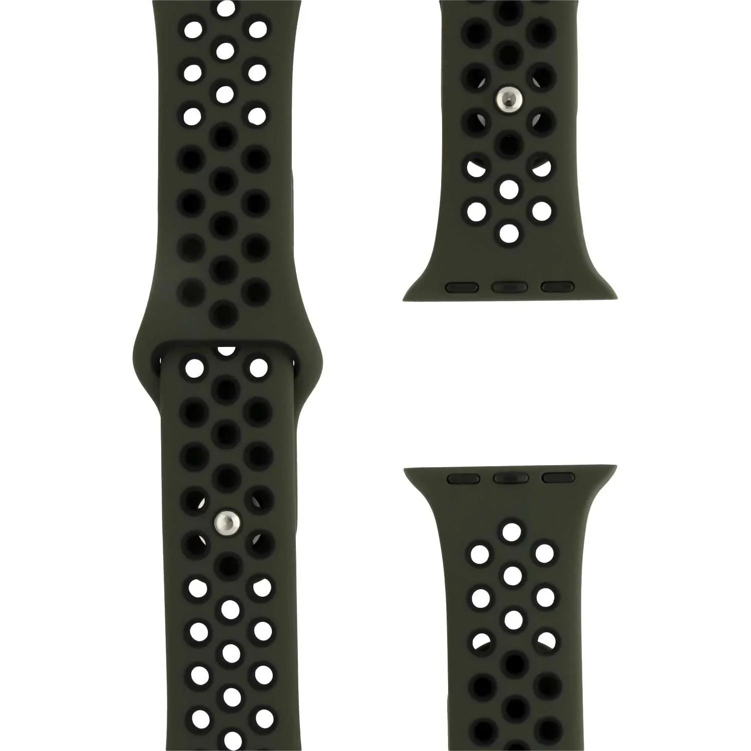 Apple Watch bandje Fusion - dubbel - siliconen - army groen zwart