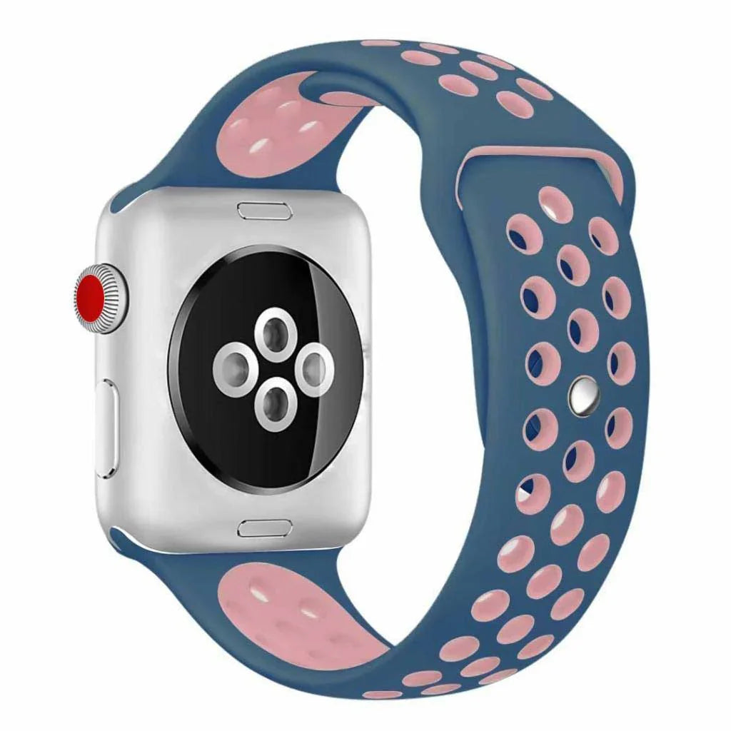 Apple Watch bandje Stryde - dubbel - siliconen - blauw roze