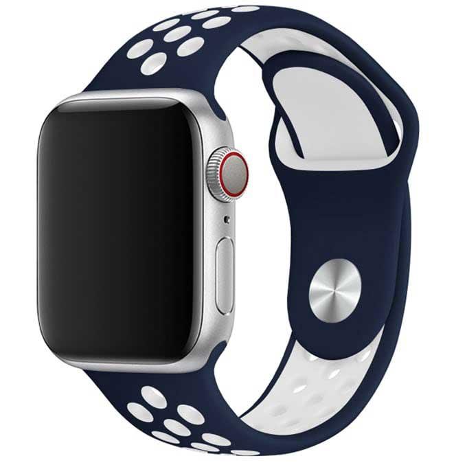 Apple Watch bandje Stryde - dubbel - siliconen - blauw wit