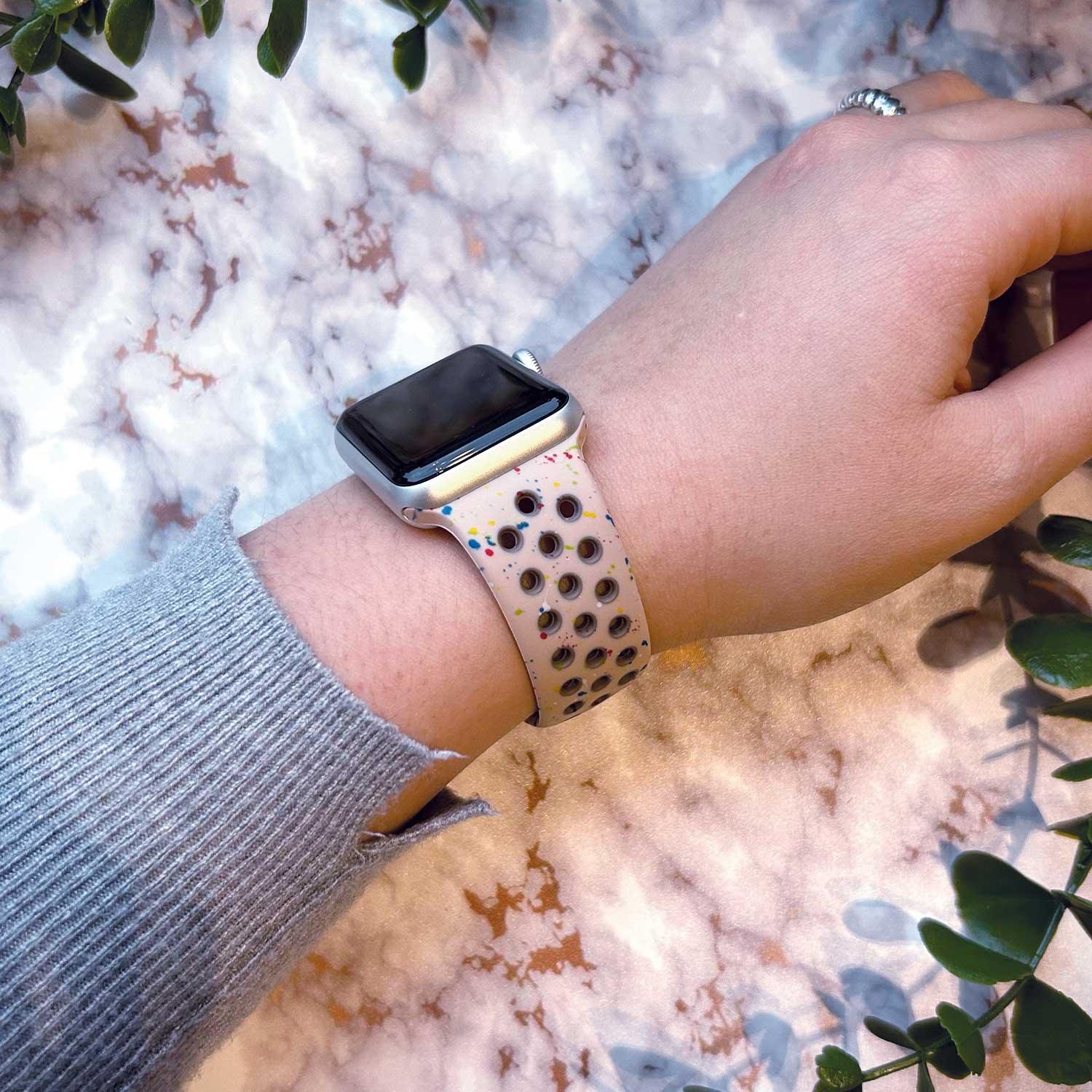 Apple Watch bandje Fusion - dubbel - siliconen - desert stone