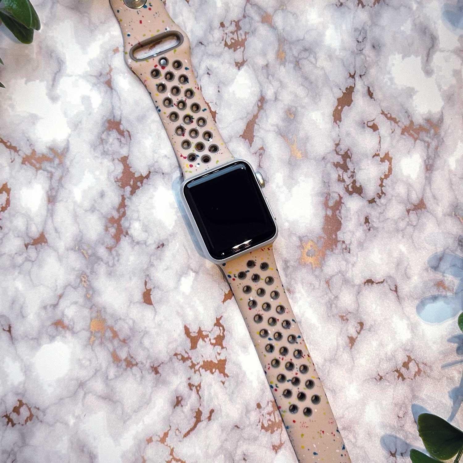 Apple Watch bandje Fusion - dubbel - siliconen - desert stone