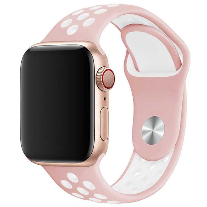 Apple Watch bandje Stryde - dubbel - siliconen - lichtroze wit