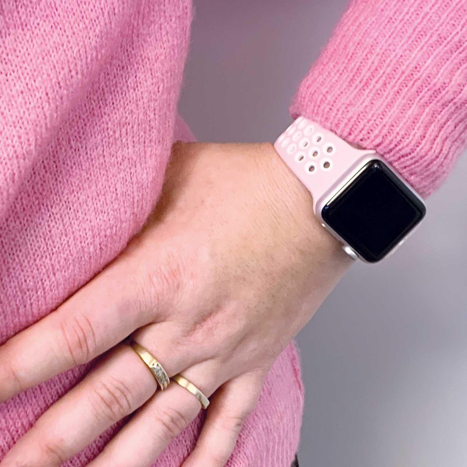Apple Watch bandje Stryde - dubbel - siliconen - lichtroze wit