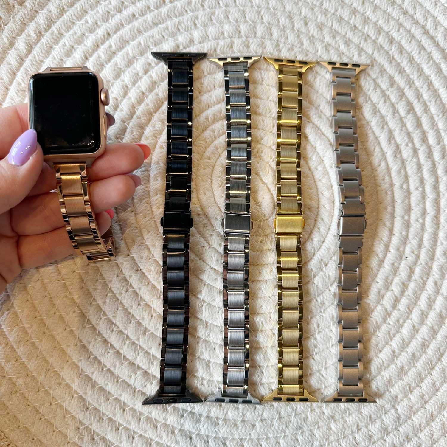 Apple Watch bandje Noor - staal - zwart
