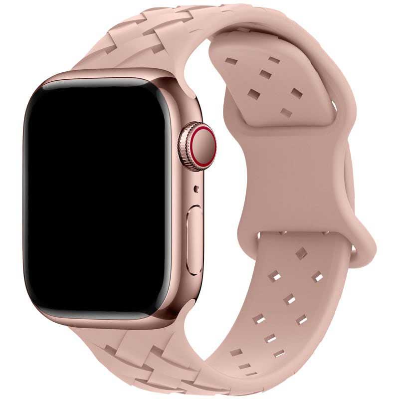 Apple Watch bandje - gevlochten siliconen - pink sand