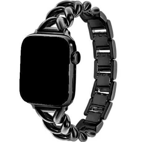 Apple Watch bandje Lisa - staal - zwart