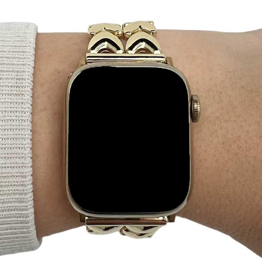 Apple Watch bandje Hart - staal - schakel band - goud