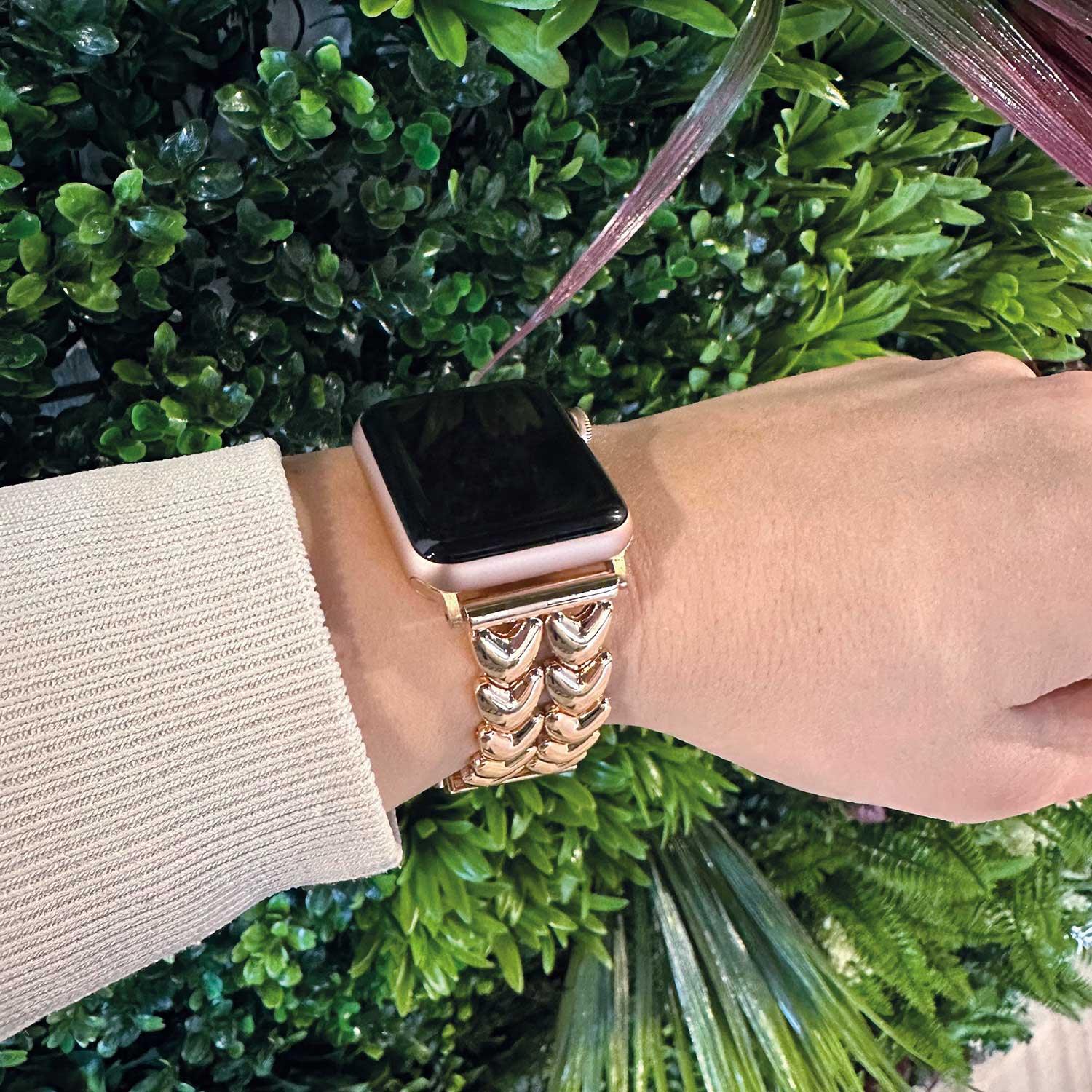 Apple Watch bandje Hart - staal - schakel band - rose goud