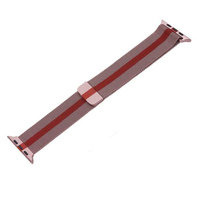 Apple Watch bandje Solaro - milanese - rose rood gestreept