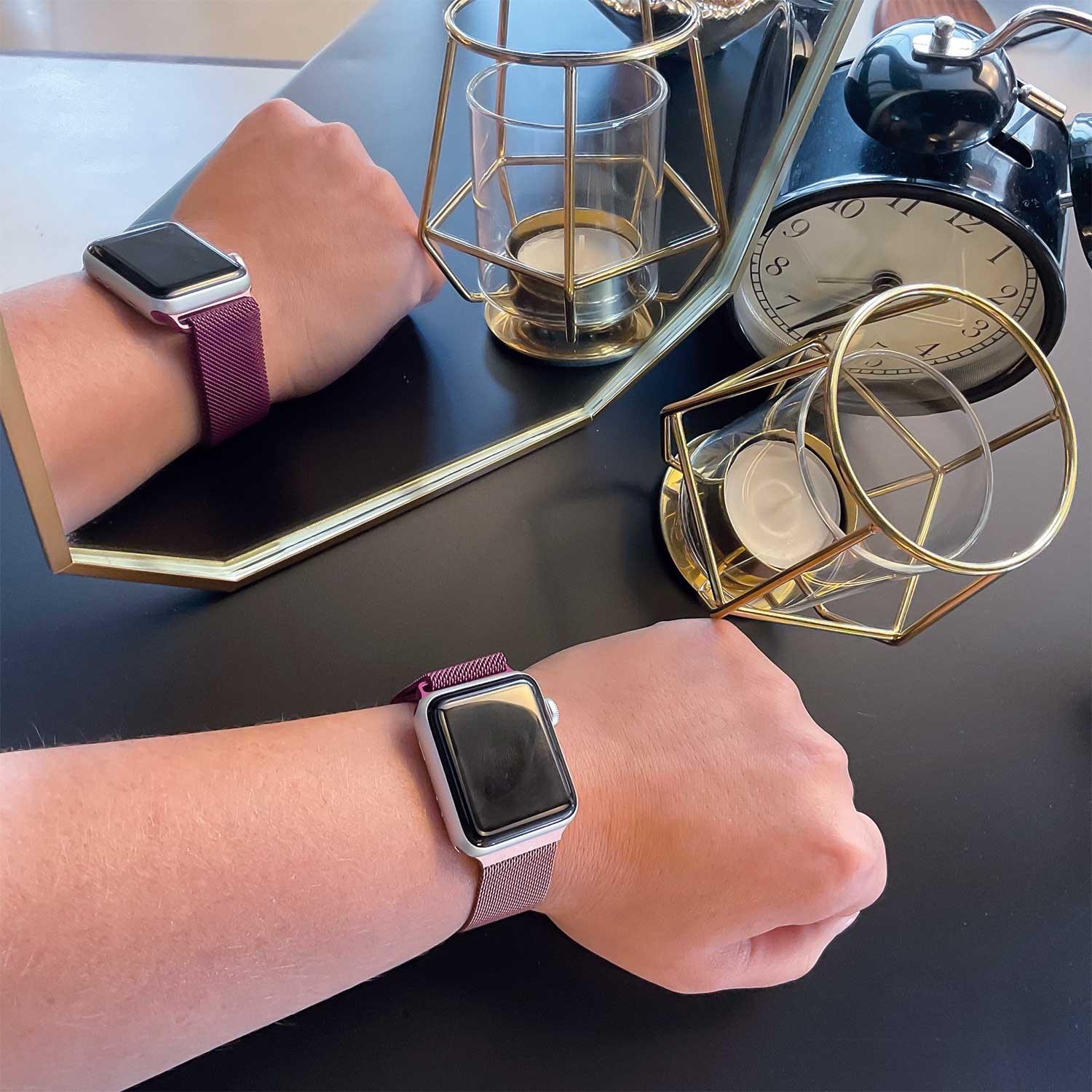 Apple Watch bandje Solaro - milanese - rose rood paars