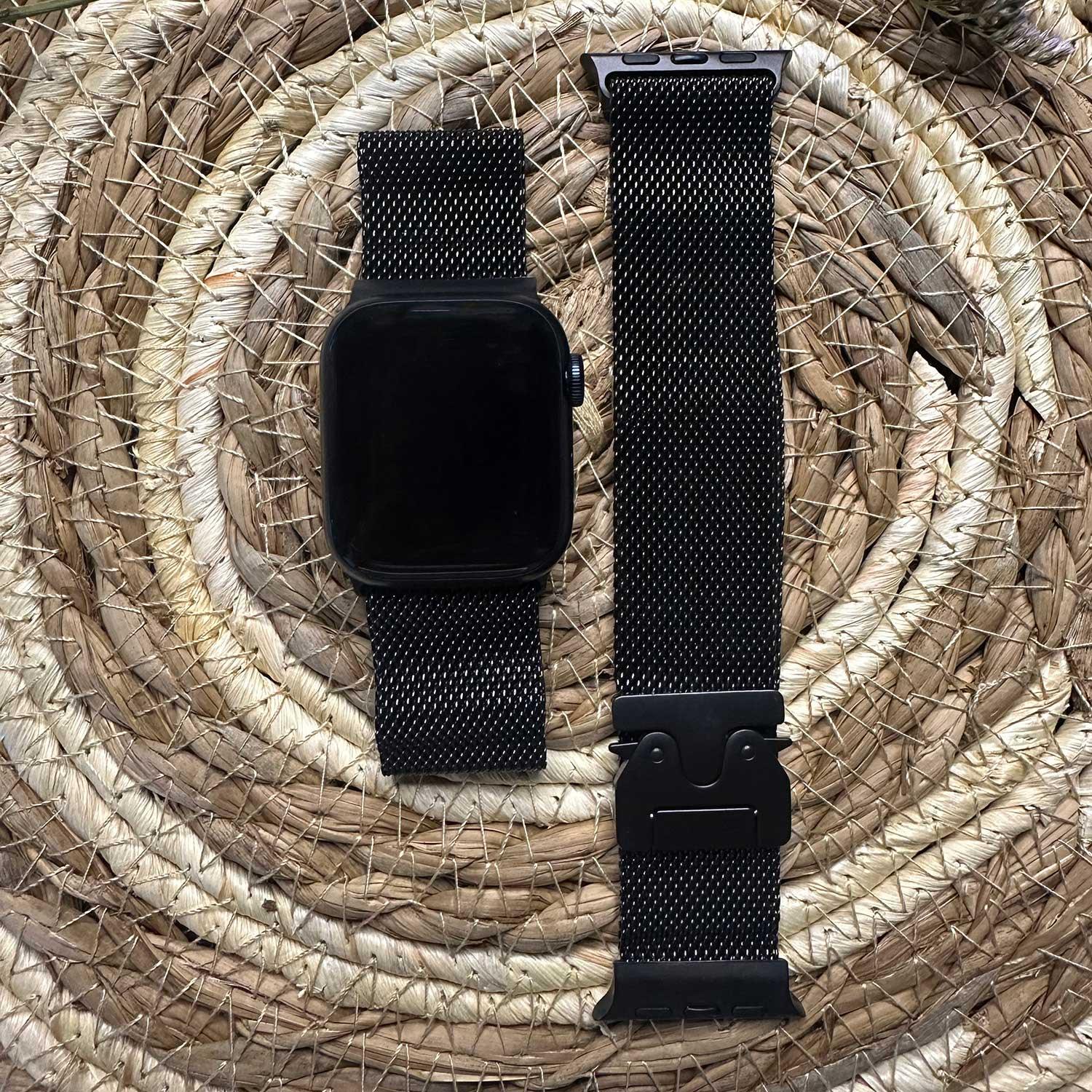 Apple Watch bandje Dominus - milanese - zwart titanium