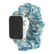 Apple Watch bandje Bloomsy - scrunchie - nylon - bloemen blauw