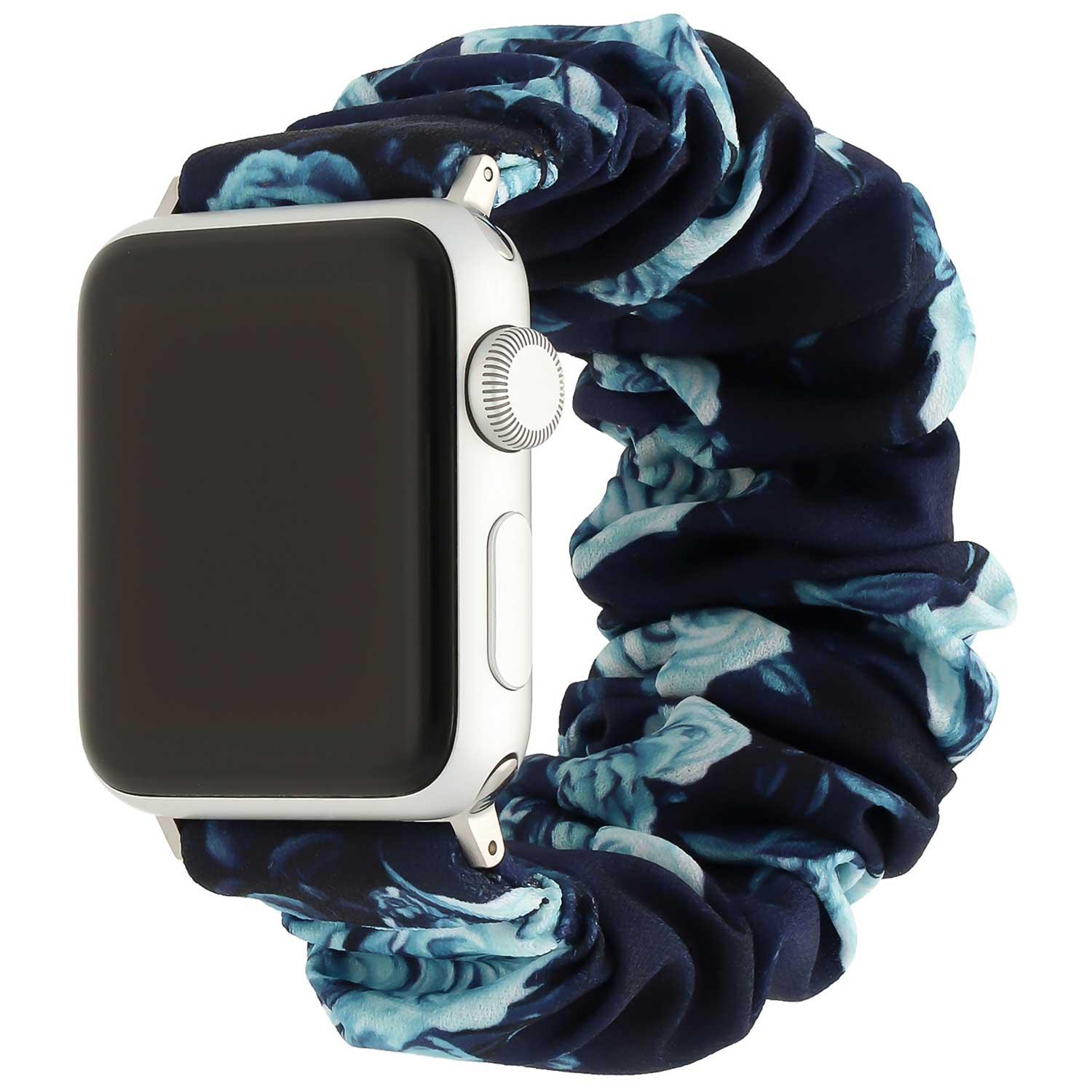 Apple Watch bandje Savara - scrunchie - nylon - donkerblauw rozen