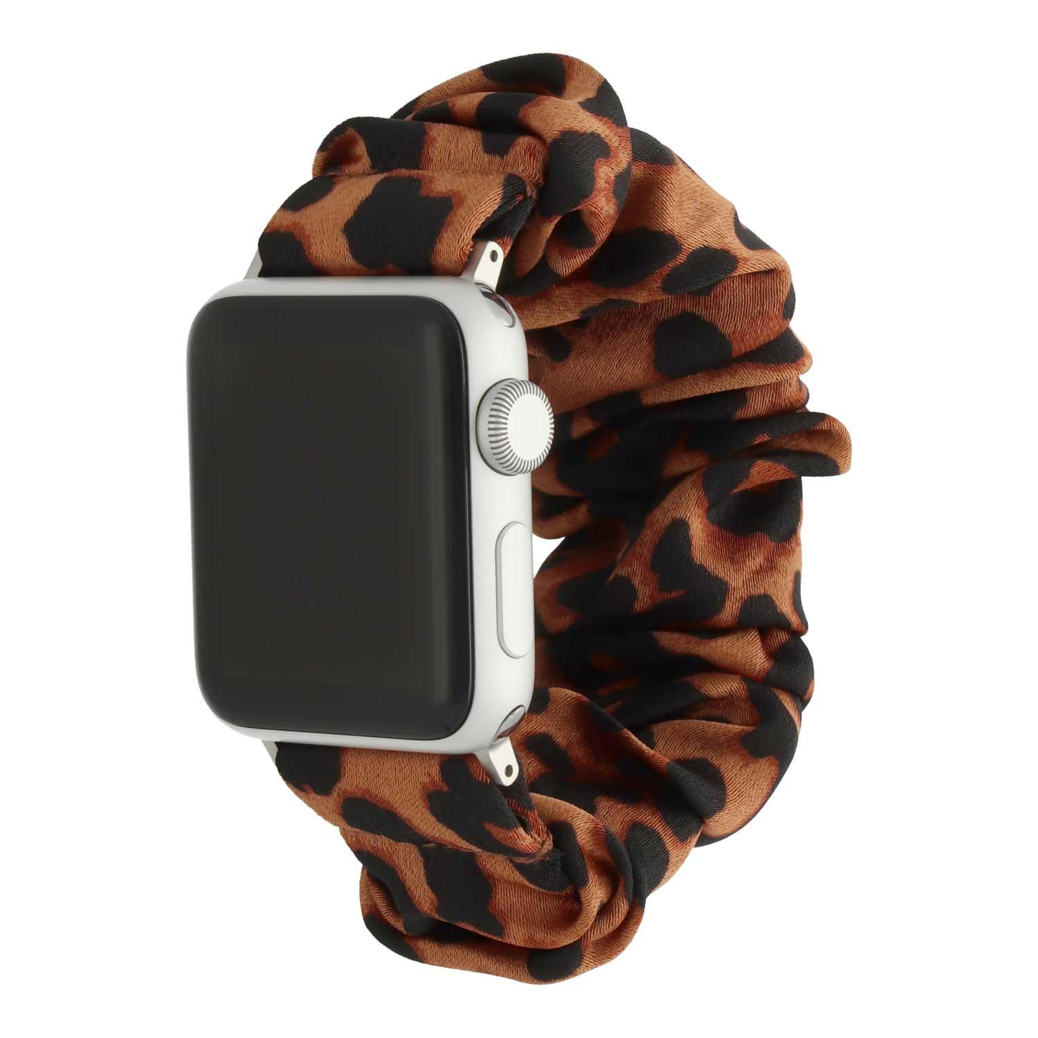 Apple Watch bandje Savara - scrunchie - nylon - panter bruin