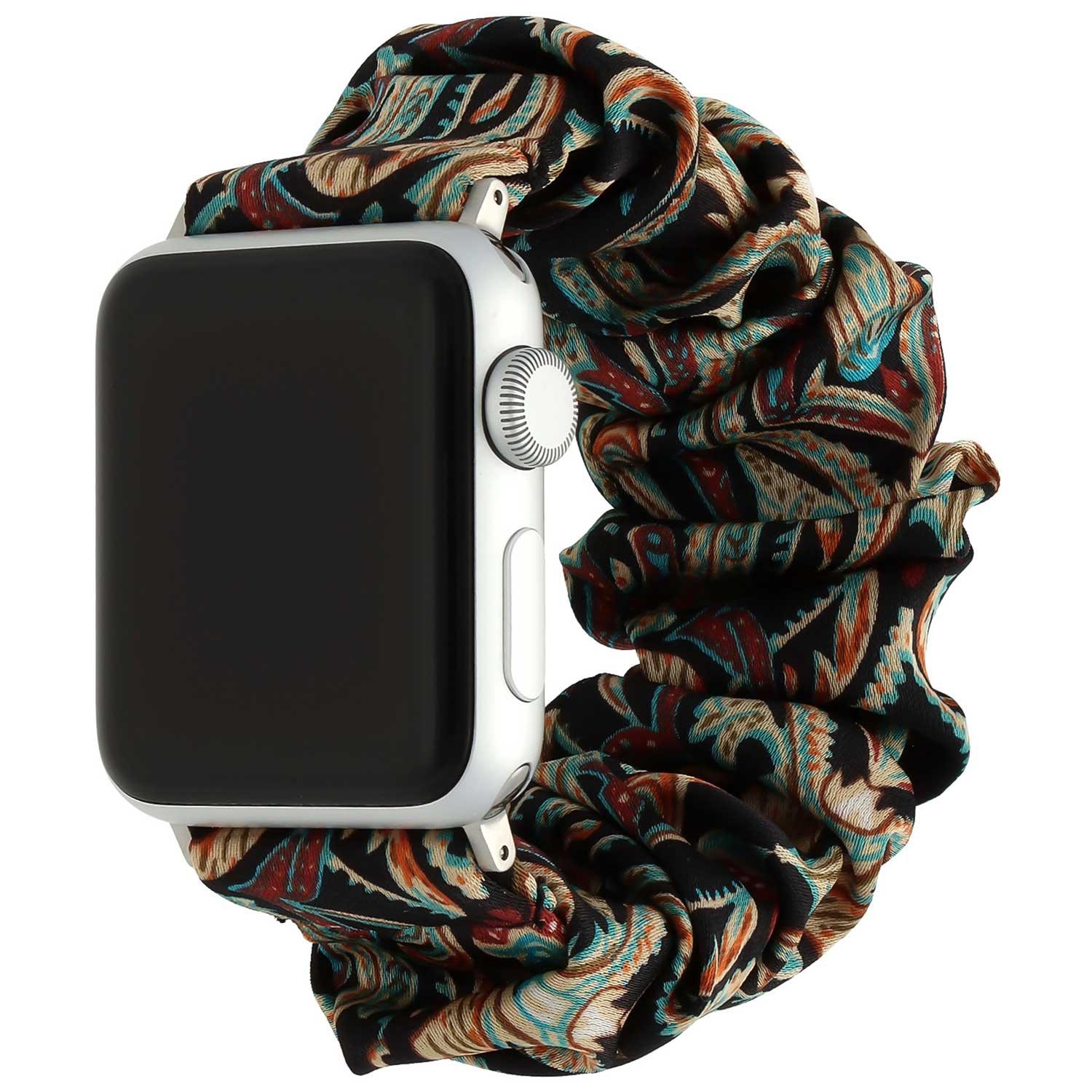 Apple Watch bandje Savara - scrunchie - nylon - zwart gekleurd