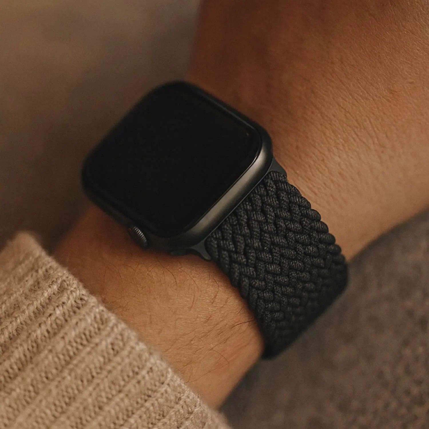 Apple Watch bandje Weavy - nylon - zwart