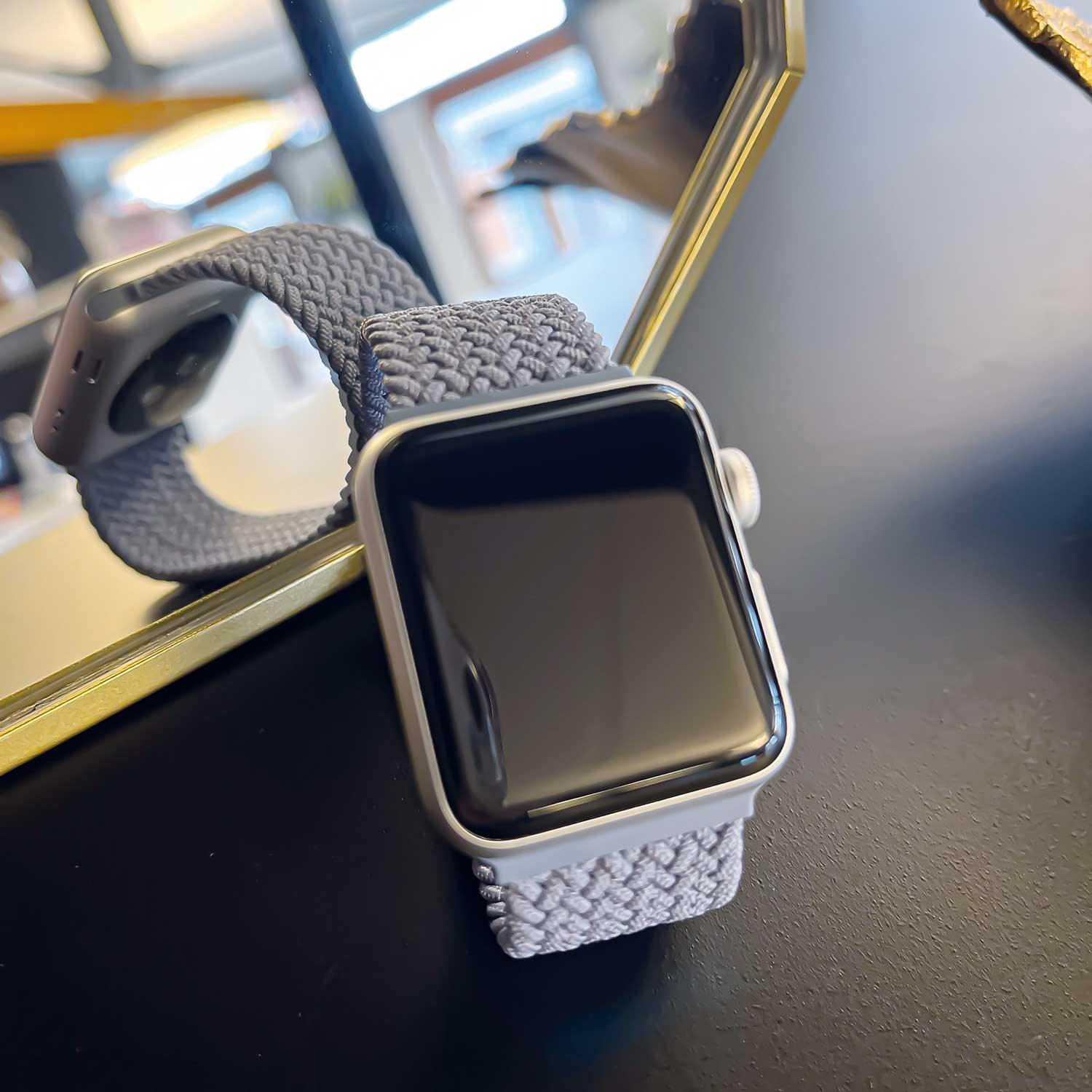 Apple Watch bandje - nylon - gevlochten solo - leisteen