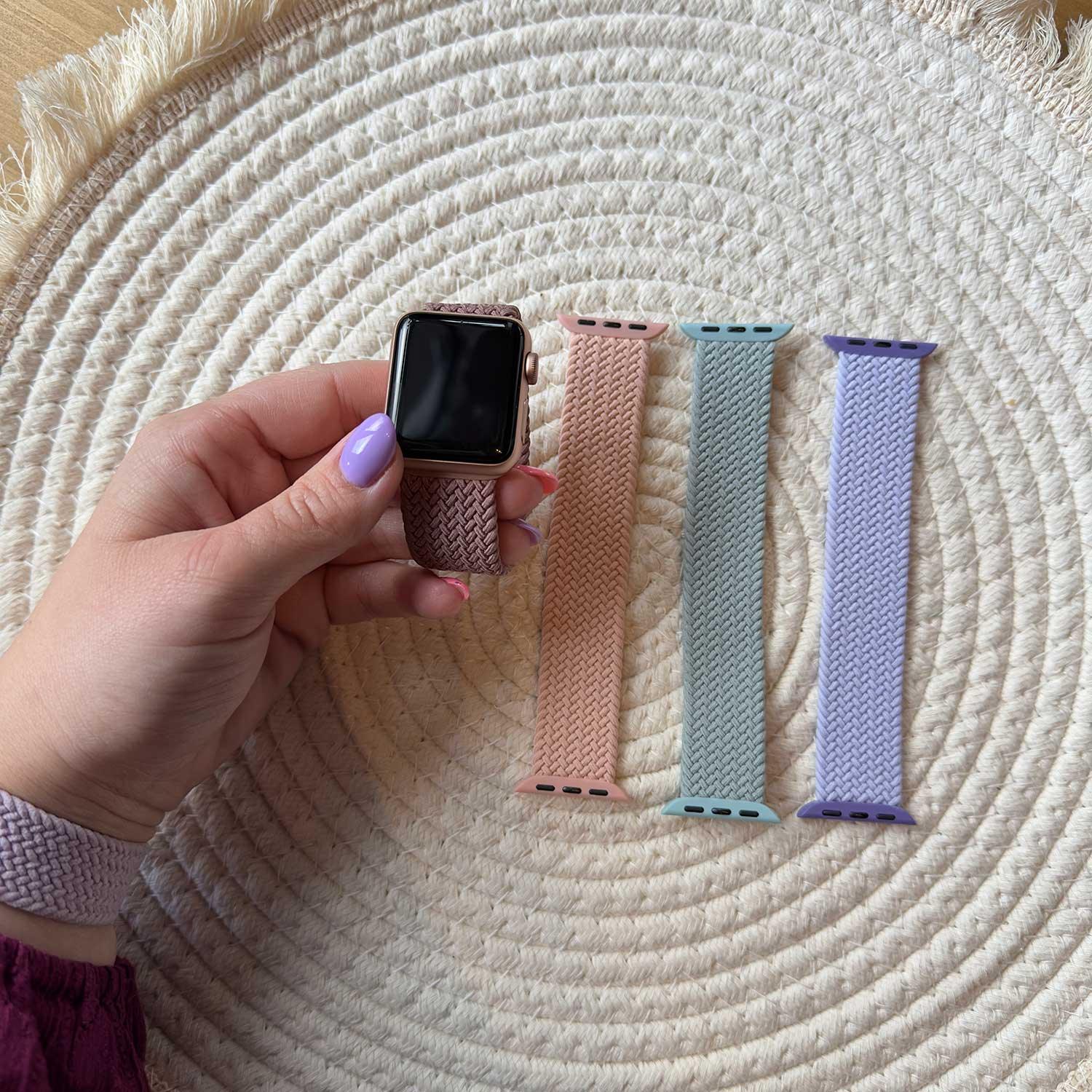 Apple Watch bandje Onyx - gevlochten - solo - nylon - smoke purple