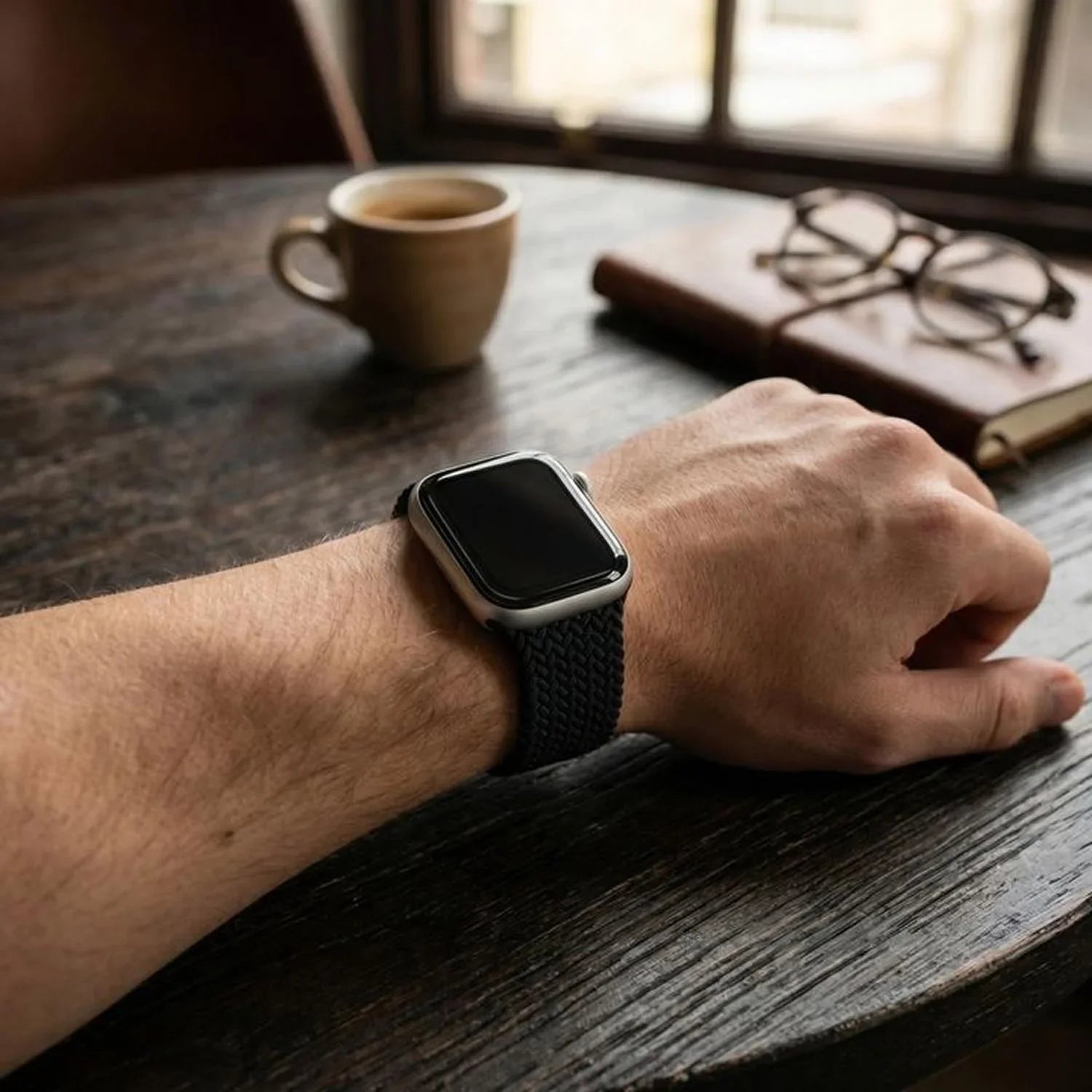 Apple Watch bandje - nylon - gevlochten solo - zwart