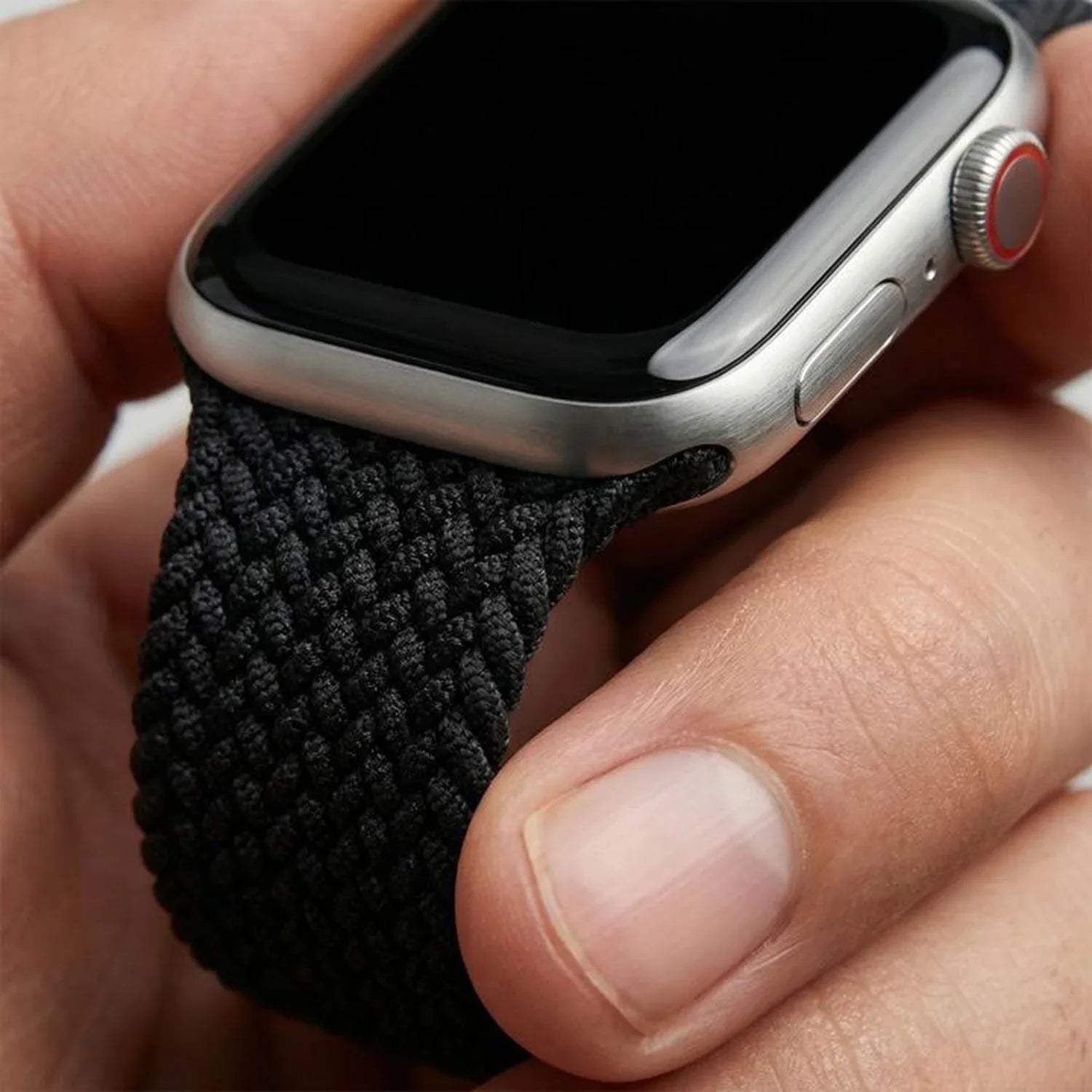 Apple Watch bandje - nylon - gevlochten solo - zwart