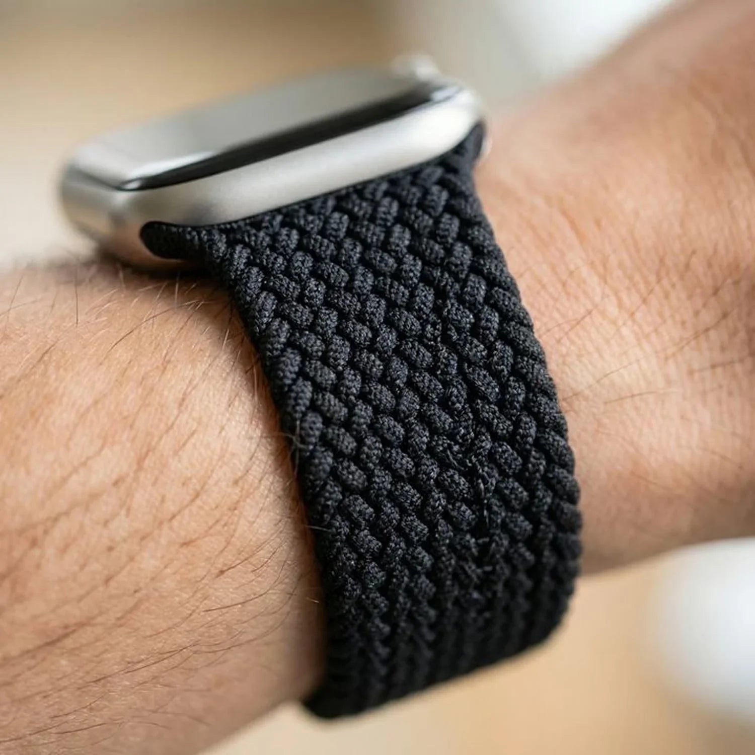 Apple Watch bandje - nylon - gevlochten solo - zwart
