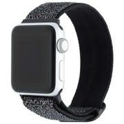 Apple Watch bandje - nylon - geweven gesp - glitter zwart