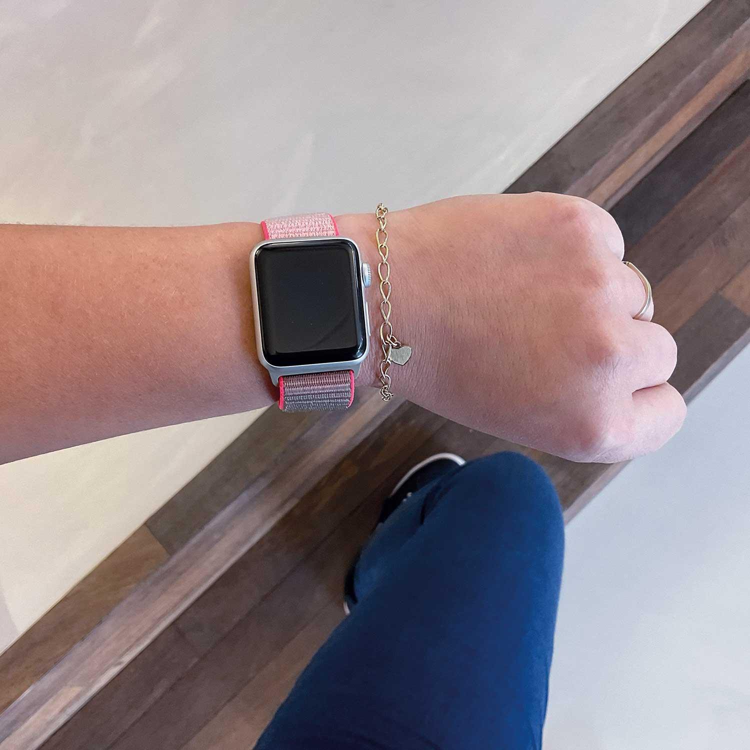 Apple Watch bandje Nexora - geweven - nylon - neon roze