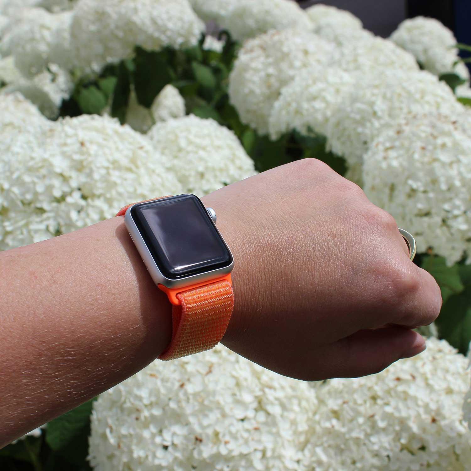 Apple Watch bandje Nexora - geweven - nylon - papaja