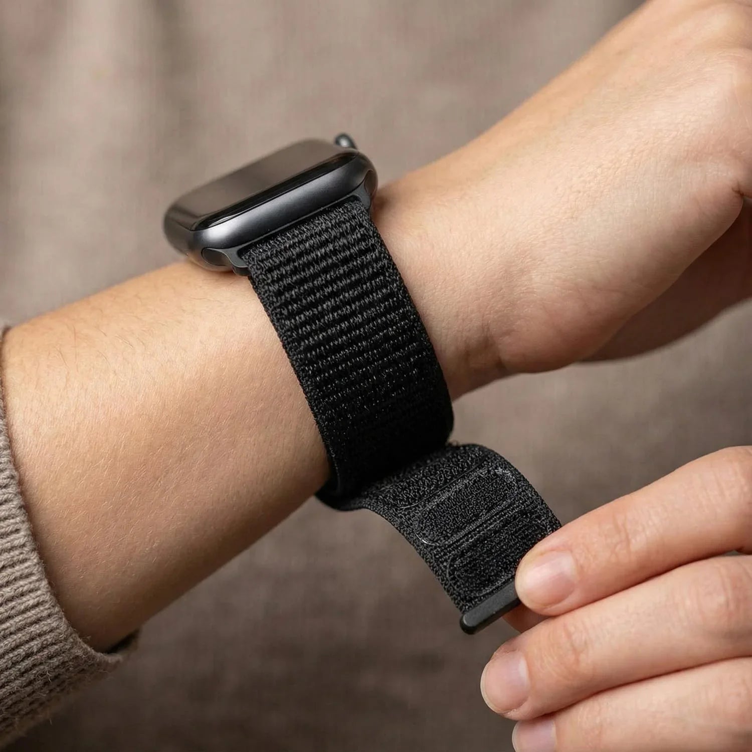 Apple Watch bandje Flyne - geweven - nylon - zwart