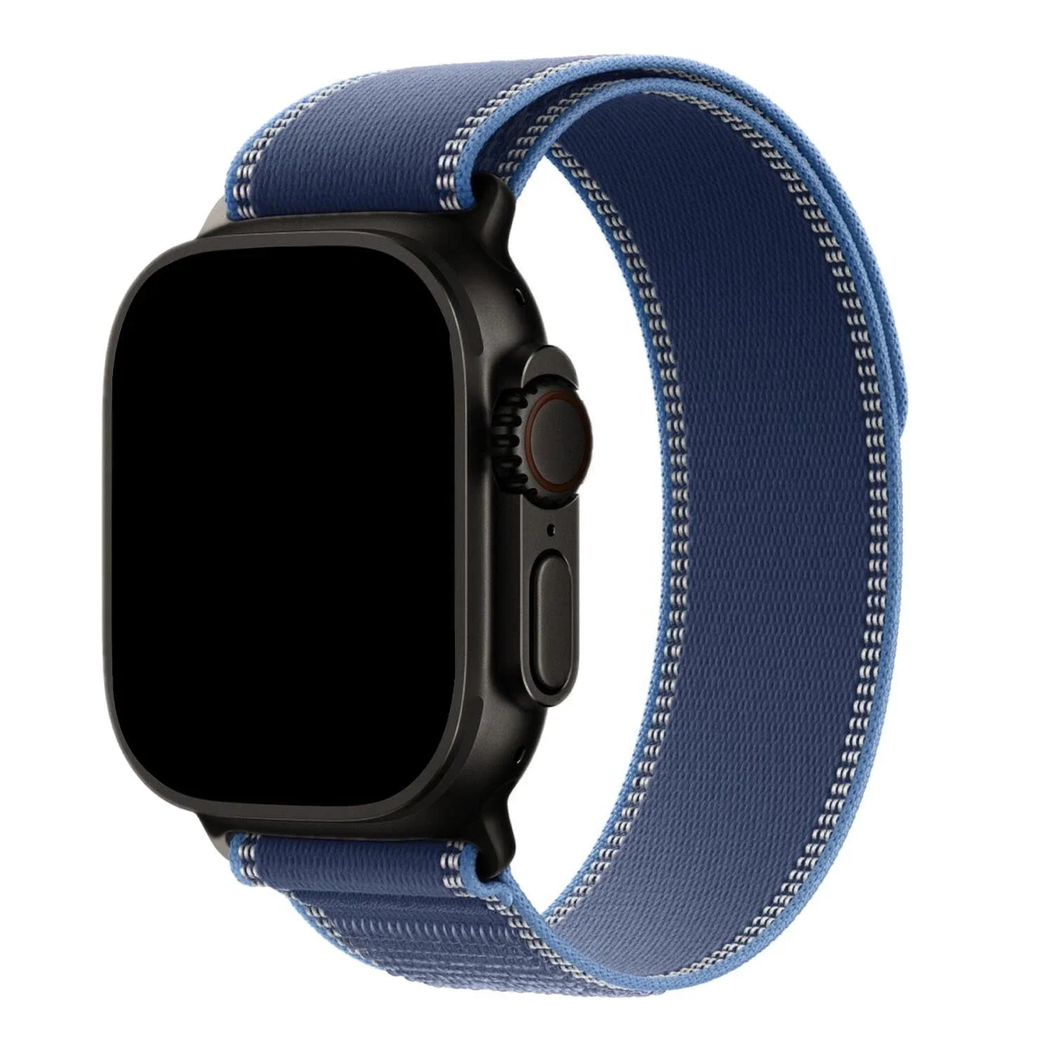 Apple Watch bandje Trail - nylon - blauw felblauw - zwart