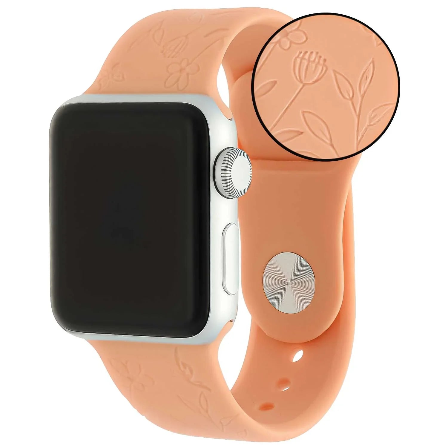Apple Watch print bandje - siliconen - bloemen oranje