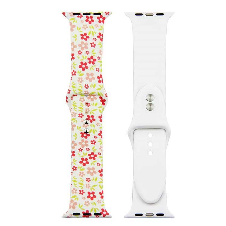 Apple Watch print bandje - siliconen - bloemen rood