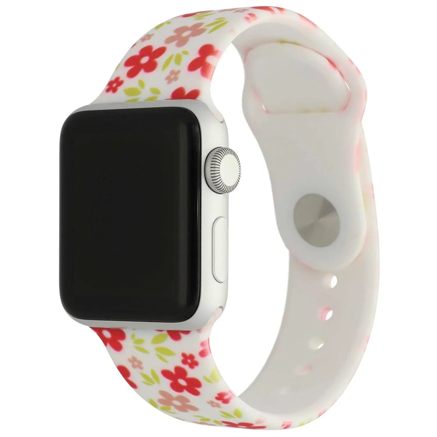 Apple Watch print bandje - siliconen - bloemen rood